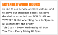 Extended Working Hours!